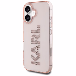 Karl Lagerfeld IML Rhinestones Logo dėklas telefonui iPhone 16 - rožinis