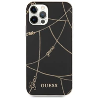 Guess Gold Chain Collection dėklas telefonui iPhone 12 Pro Max 6.7" - Juodas
