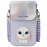 Nimmy Big Eyed Pet 2.0 Triušis 3-in-1 Dėklas telefonui + Piniginė + Sekimo įrenginio dėklas - violetinis (m)
