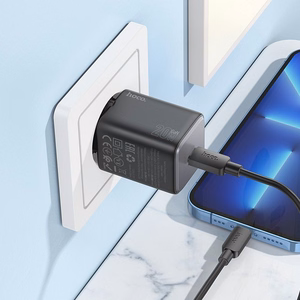 Įkroviklis Hoco USB-C QC PD 20W + kabelis USB-C į Lightning N40 juodas