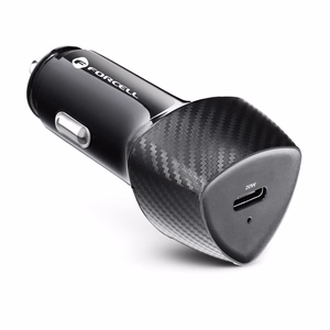 FORCELL F-ENERGY Carbon CC50-1C automobilinis įkroviklis Type C + kabelis Type C į Type C PD 3A 20W juodas