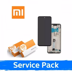 Ekranas skirtas Xiaomi Redmi Note 10 / Note 10S / Poco M5s juodas su rėmeliu (Service Pack)