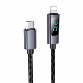 Kabelis USB C į Lightning Hoco PD 27W su ekranu 1 m X112 juodas