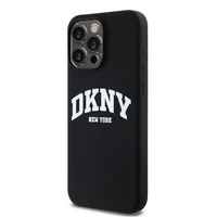 DKNY Liquid Silicone White Printed Logo MagSafe Dėklas telefonui iPhone 14 Pro Max - juodas (m)