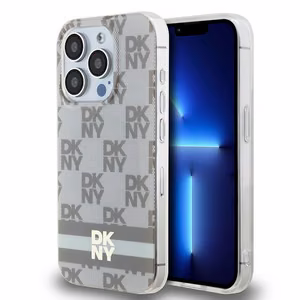 DKNY IML languotas mono raštas ir spausdintos juostos magnetinis dėklas iPhone 13 Pro / 13 - smėlinis