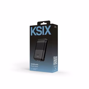 Ksix Powebank Mini 10000mAh 10W+cable USB-A USB-C, juodos spalvos
