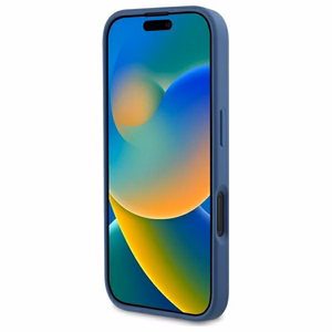 Guess 4G Spausdintos Juostos Magnetinis Dėklas telefonui iPhone 16 - mėlynas