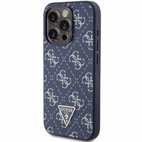 Guess 4G Triangle Metal Logo dėklas telefonui iPhone 15 Pro - mėlynas