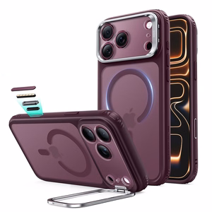 ESR Classic Hybrid Kickstand MagSafe dėklas, skirtas iPhone 18 Pro Max / 17 Pro Max, matinis tamsiai vyšninės spalvos