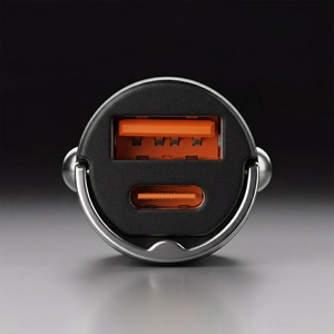 Blavec automobilinis įkroviklis BS-02B Aero - USB + Type C - QC 3.0 18W PD 30W (CCBS02BA-UCB) juodas