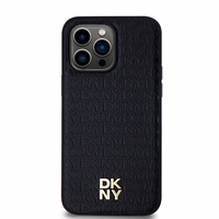 DKNY odinis monogramos rašto su metaliniu logotipu magnetinis dėklas telefonui iPhone 14 Pro Max – juodas