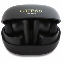 Guess Bluetooth ausinės GUTWST88MCTGK TWS + įkrovimo stotelė juodos/juodos kapsulė spausdintas logotipas