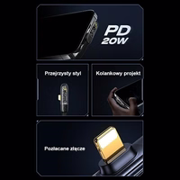 USAMS Kampinis laidas USB-C to Lightning PD 20W Fast Charging Iceflake Series 1,2m juodas SJ583USB01 (US-SJ583)