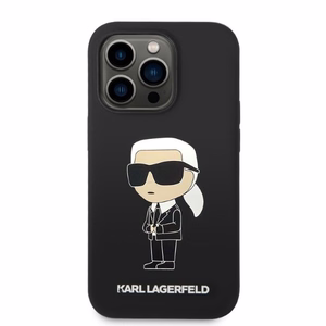 Karl Lagerfeld silikoninis Ikonik dėklas telefonui iPhone 14 Pro - juodas