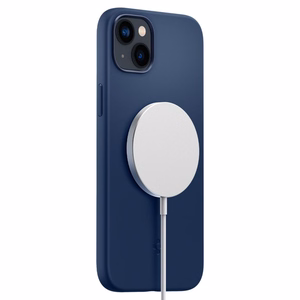 "Spigen Silicone Fit Mag" dėklas su "MagSafe", skirtas "iPhone 14 Plus" - mėlynas