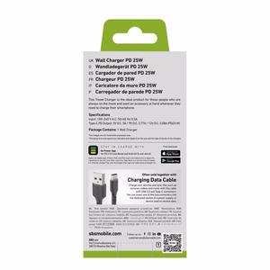SBS TETR1CPD25 25W USB-C sieninis įkroviklis su Power Delivery - juodas