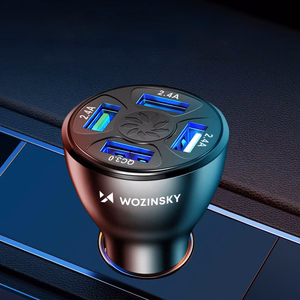Wozinsky WCCAW 50W 4x USB-A QC automobilinis įkroviklis - baltas