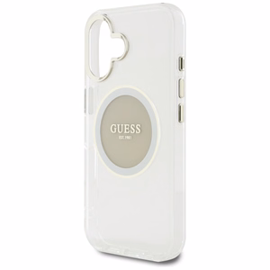 Guess IML Metal Colored Circle Classic Logo Magnetinis dėklas telefonui iPhone 16 - pilkas