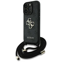 Guess 4G Big Logo Cord Stap dėklas telefonui iPhone 16 Pro - juodas