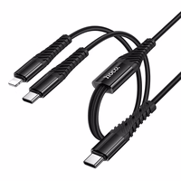 Kabelis 2in1 USB C į USB C+Lightnig Hoco 1 m X123 juodas