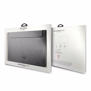 Guess Saffiano Triangle Logo dėklas 14" nešiojamam kompiuteriui - sidabrinis