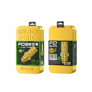 WEKOME WP-C37 Sakin Series automobilinis įkroviklis, USB-C + USB-A, PD 20 W, aukso spalvos