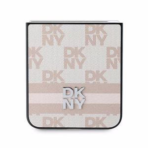 DKNY Checkered Pattern Printed Stripes Dėklas telefonui Samsung Galaxy Z Flip 6 - rožinis