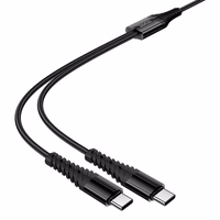 Kabelis 2in1 USB C į USB C+C Hoco 1 m X123 juodas