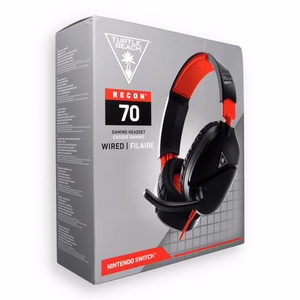 Raudonos ir juodos laidinės ausinės su mikrofonu Turtle Beach Recon 70N, 3,5 mm jungtis