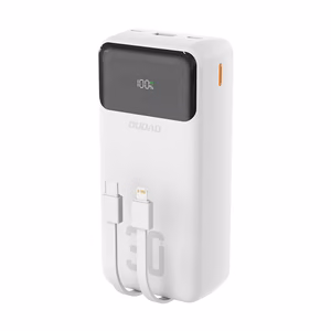 Dudao K15Max 30000mAh PD 22.5W Power Bank with USB-C and Lightning cables - white