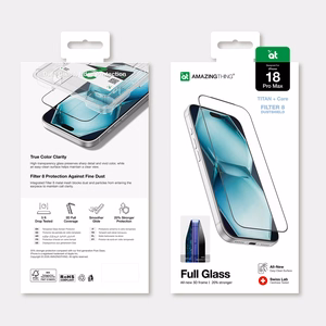 AmazingThing Titan +Care visą ekraną dengiantis grūdintas stiklas, skirtas iPhone 18 Pro Max, su montavimo rėmeliu