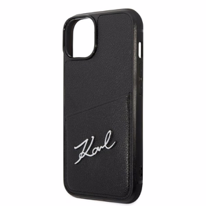 Karl Lagerfeld Signature Logo kortelių dėklas telefonui iPhone 14 Plus - juodas