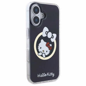 Hello Kitty IML Linksmas kaspinas magnetinis iPhone 16 dėklas - juodas