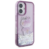 Hello Kitty Liquid Glitter 50 metų jubiliejaus vakarėlio dėklas telefonui iPhone 16 - violetinis