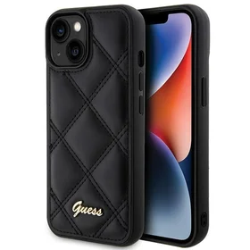 Guess Quilted Metal Logo dėklas telefonui iPhone 15 - juodas