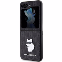 Karl Lagerfeld Saffiano Monogram Choupette Pin dėklas telefonui Samsung Galaxy Z Flip 5 - juoda