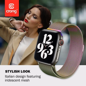 Crong Milano Steel nerūdijančiojo plieno dirželis, skirtas Apple Watch 38 / 40 / 41 / 42 mm, vaivorykštinis