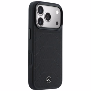 Mercedes Leather Mesh with Bow Line MagSafe dėklas iPhone 17 Pro Max, juodas