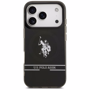 US Polo DH ir apatinės juostos logotipas Magnetinis dėklas telefonui iPhone 17 Pro - juodas