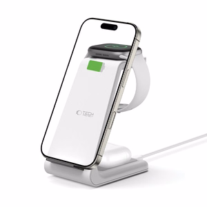Tech-Protect QI15W-A36 3in1 įkrovimo stotelė Apple įrenginiams - balta