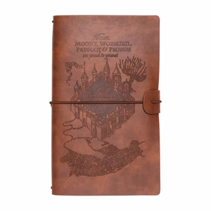 Harry Potter odinė kelioninė užrašinė, 12 × 19,6 cm, ruda