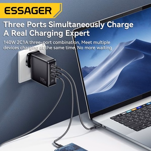 Įkroviklis Essager GaN Journey juodas 140W (2xPD / QC3.0)