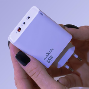 "Maxlife MXTC-09-65ACC GaN PD QC įkroviklis 2x USB-C 1x USB 65W baltas