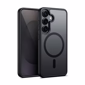 Crong Hybrid Matte Magnetic - MagSafe dėklas Samsung Galaxy S25 (juodas)