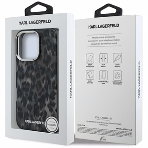 Karl Lagerfeld IML Leopard Pattern MagSafe deklas iPhone 16 Pro - juodas