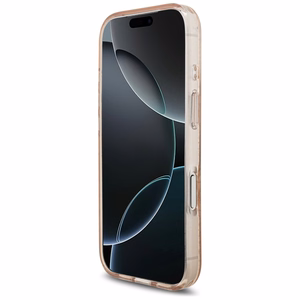 Guess IML Flowers Electro Pearl Strap MagSafe dėklas telefonui iPhone 17 Pro - rožinis