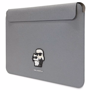 Karl Lagerfeld Saffiano Karl&Choupette dėklas 16" nešiojamam kompiuteriui - sidabrinis
