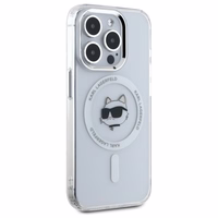 Karl Lagerfeld IML Metalinė Choupette galva MagSafe dėklas iPhone 15 Pro Max - baltas