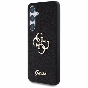 Guess Fixed Glitter Big 4G Metal Logo dėklas telefonui Samsung Galaxy S25 juodas