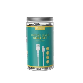 Devia kabelis Kintone V2 EC305 USB - USB-C 1,0 m 2,1A baltas rinkinys 30 vnt.